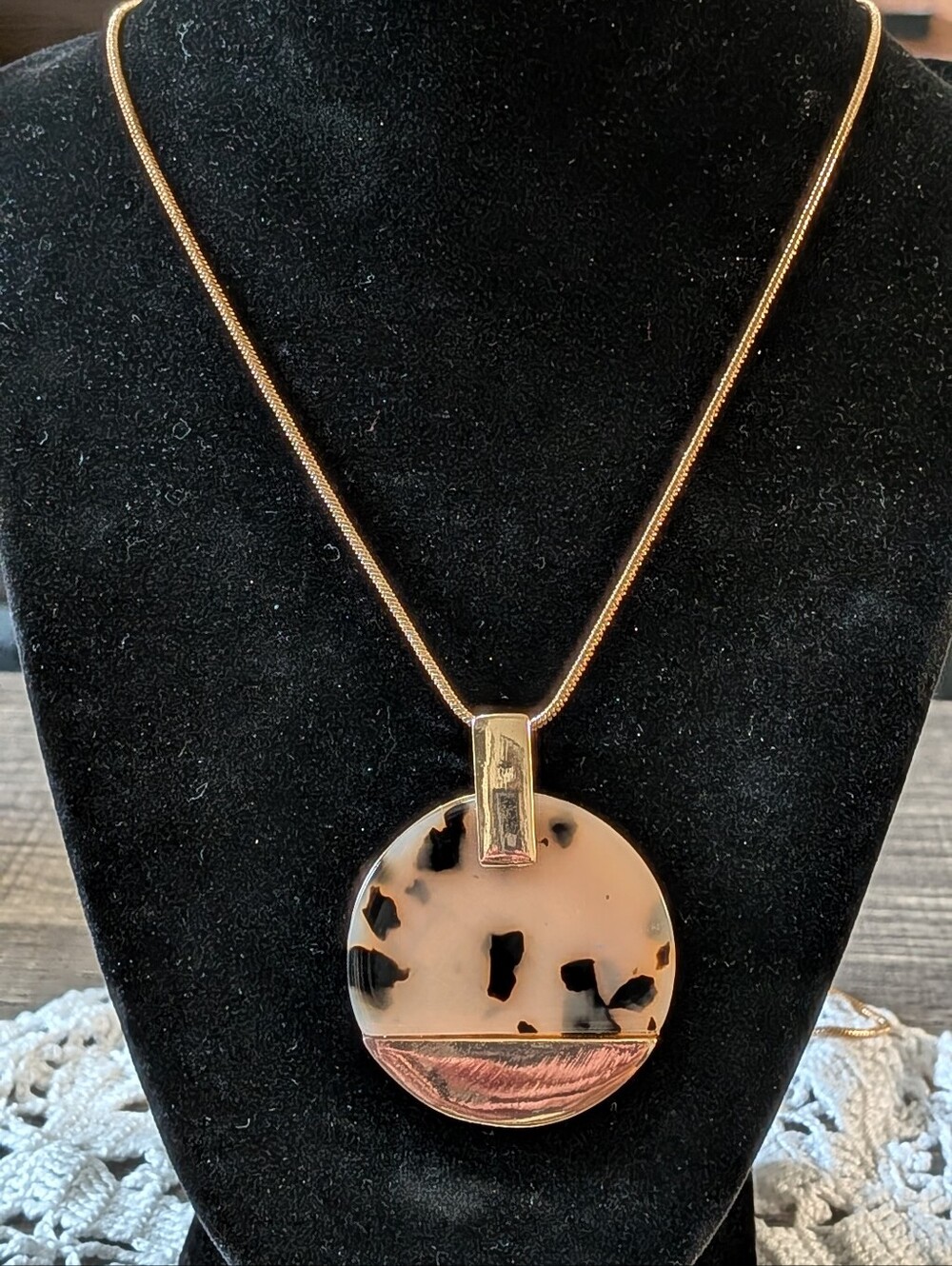 Gold-Plated Circle Pendant Necklace